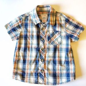 JOE FRESH 3T NAVY / ORANGE SHORT SLEEVE DRESS SHIR